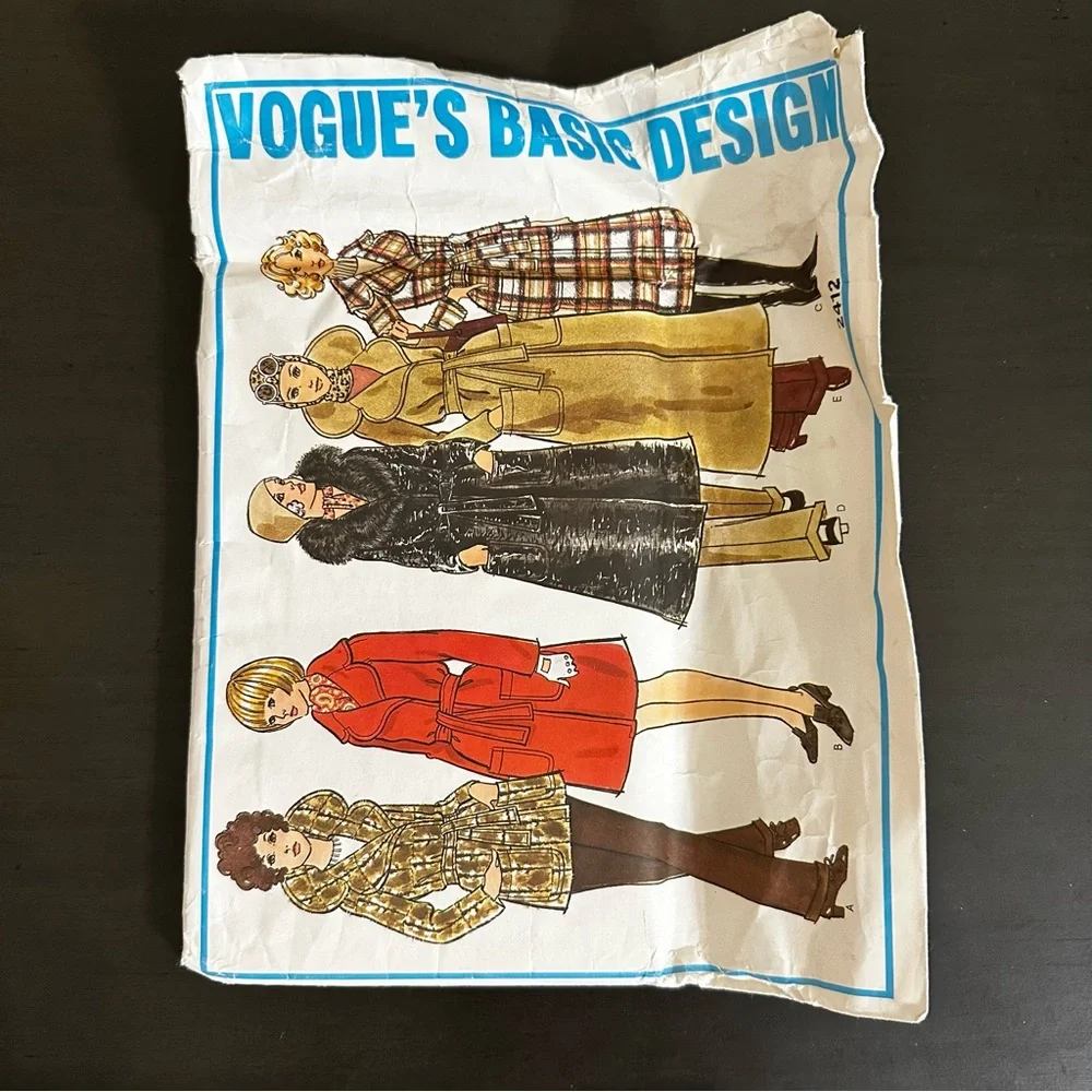 Vintage Sewing Pattern Vogue Patterns Trench Over Coat Size 8-16 1980s 80s